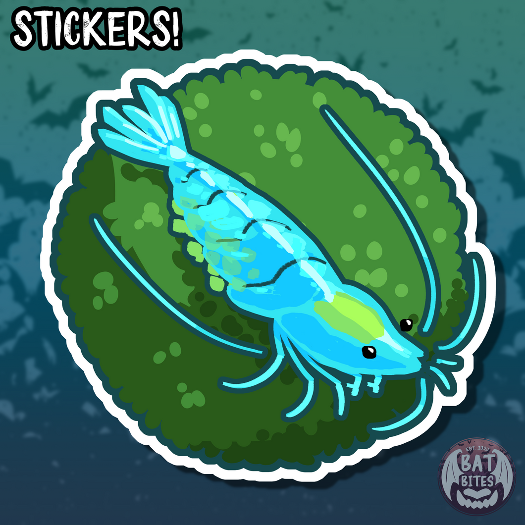 Sky Blue Velvet Shrimp Sticker